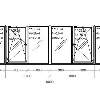 Остекление балкона П-образного 6000х1600мм